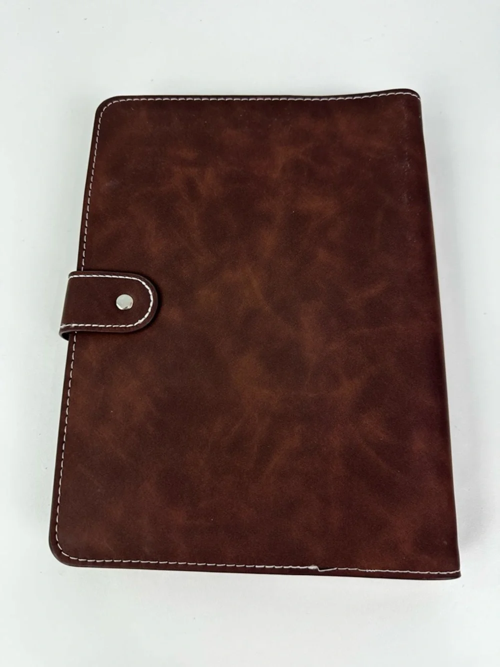 A5 Six Ring Soft Brown Coffee Colored Snap Closure Binder With Clear Pouches